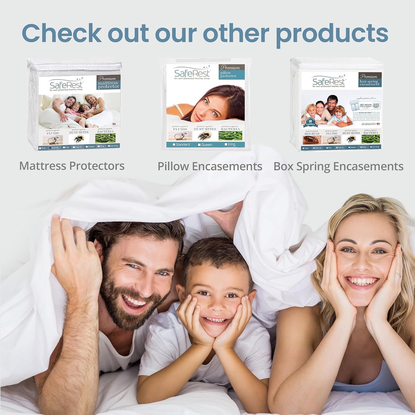 SafeRest Zippered Mattress Protector - Premium 12-15 Inch Waterproof Mattress Cover for Bed - Breathable, Noiseless Washable Mattress Encasement - Queen