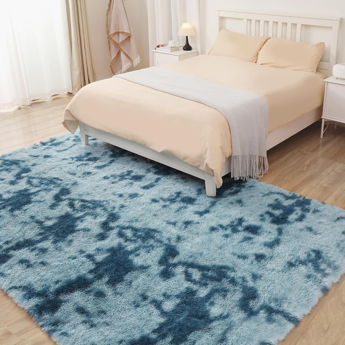 Luxury Area Rug, 6x9 Rugs for Living Room, Ultra Soft Rugs for Bedroom, Non-Slip Indoor Carpet for Nursery, Kids Room, Playroom, Home Decor, Tie-Dyed Blue