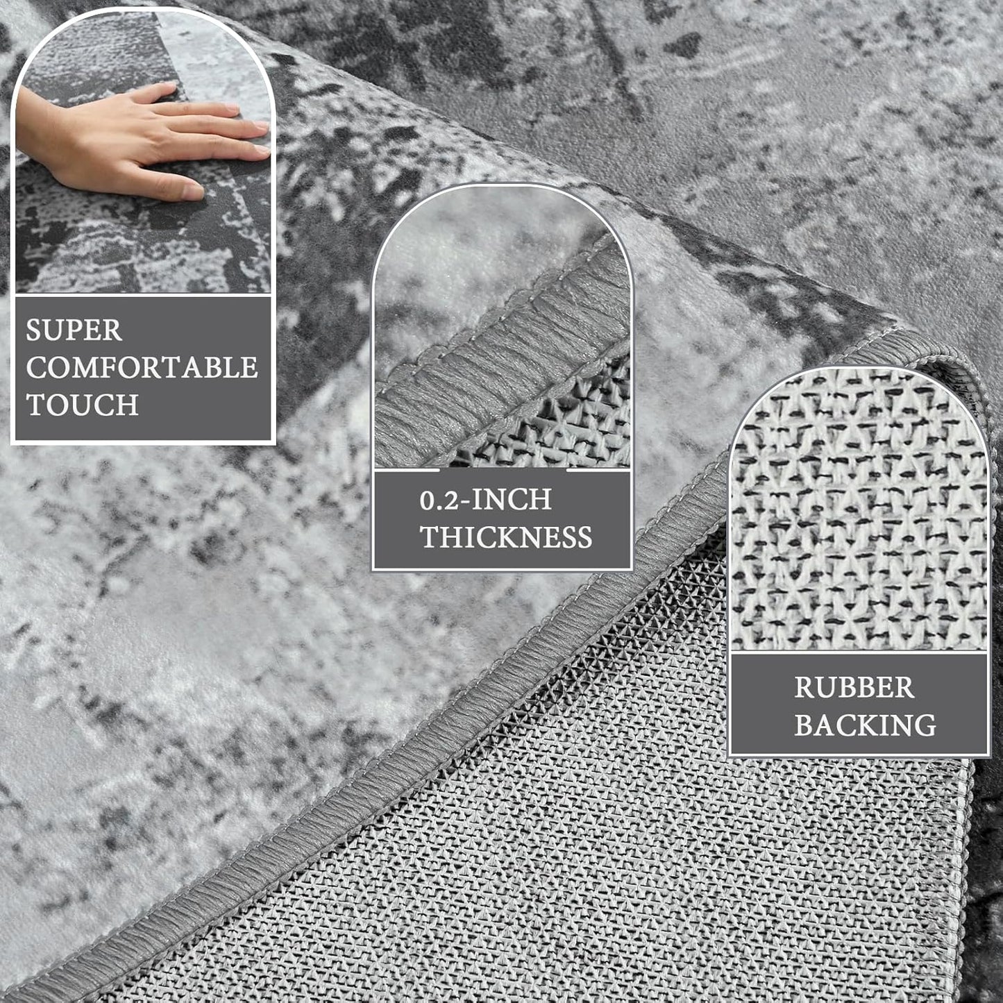 LOCHAS Washable Runner Rugs for Hallway, 2x6 Non Sip Soft Rug for Bedroom Entryway Kitchen Laundry Room, Long Abstract Carpet for Indoor Floor Bedside, Geometric Vintage Home Decor, Pet & kid Friendly