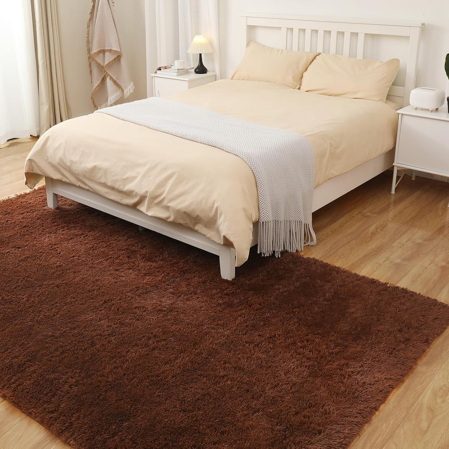 Luxury Area Rug, 6x9 Rugs for Living Room, Ultra Soft Rugs for Bedroom, Non-Slip Indoor Carpet for Nursery, Kids Room, Playroom, Home Decor, Brown