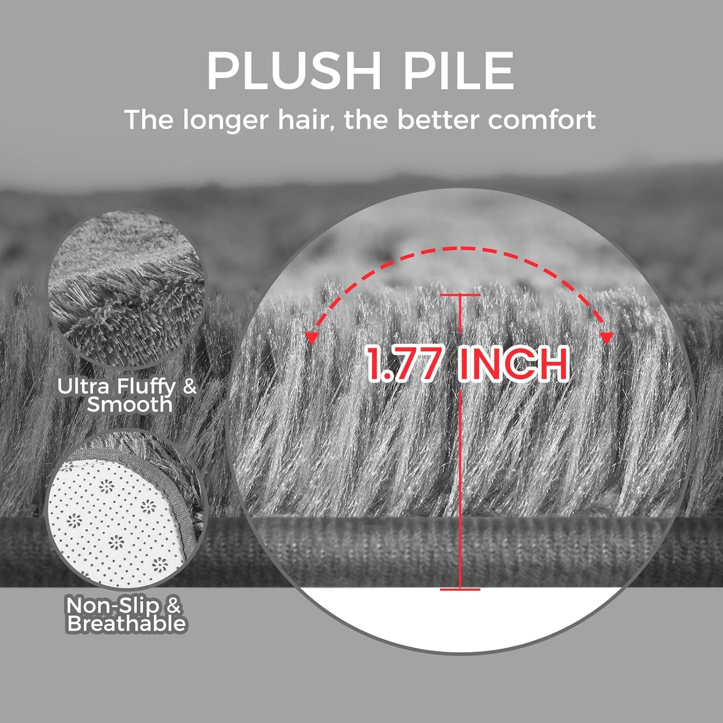 Ultra Soft Rug for Living Room, 4X6 Fluffy Shag Area Rug for Bedroom, Modern Shaggy Carpets Fuzzy Rug for Teens Dorm Nursery Home Decor Aesthetic, Upgrade Anti-Skid Durable, Grey