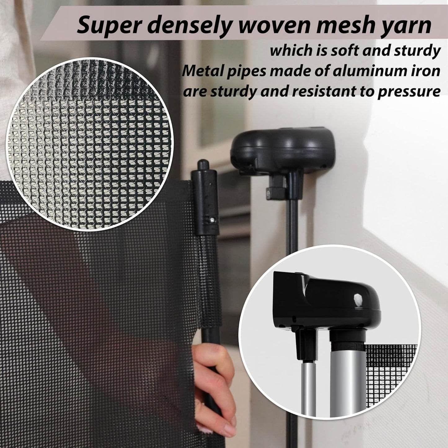 Retractable Baby Gates Dog Gate for Stairs, 100" Wide Retractable Gate Mesh Pet Gate, 41" Extra Tall Child Safety Gate with Fiberglass Rods for Stairways, Doorways, Hallways, Indoor/Outdoor