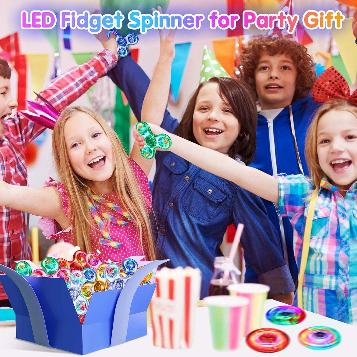 Gigilli Fidget Spinners 12 Pack, Party Favors LED Light Up Bulk Fidget Spinners, Kids Fidget Toy Goodie Bag Stuffers, Glow in The Dark Party Supplies Birthday Classroom Prizes Return Gifts