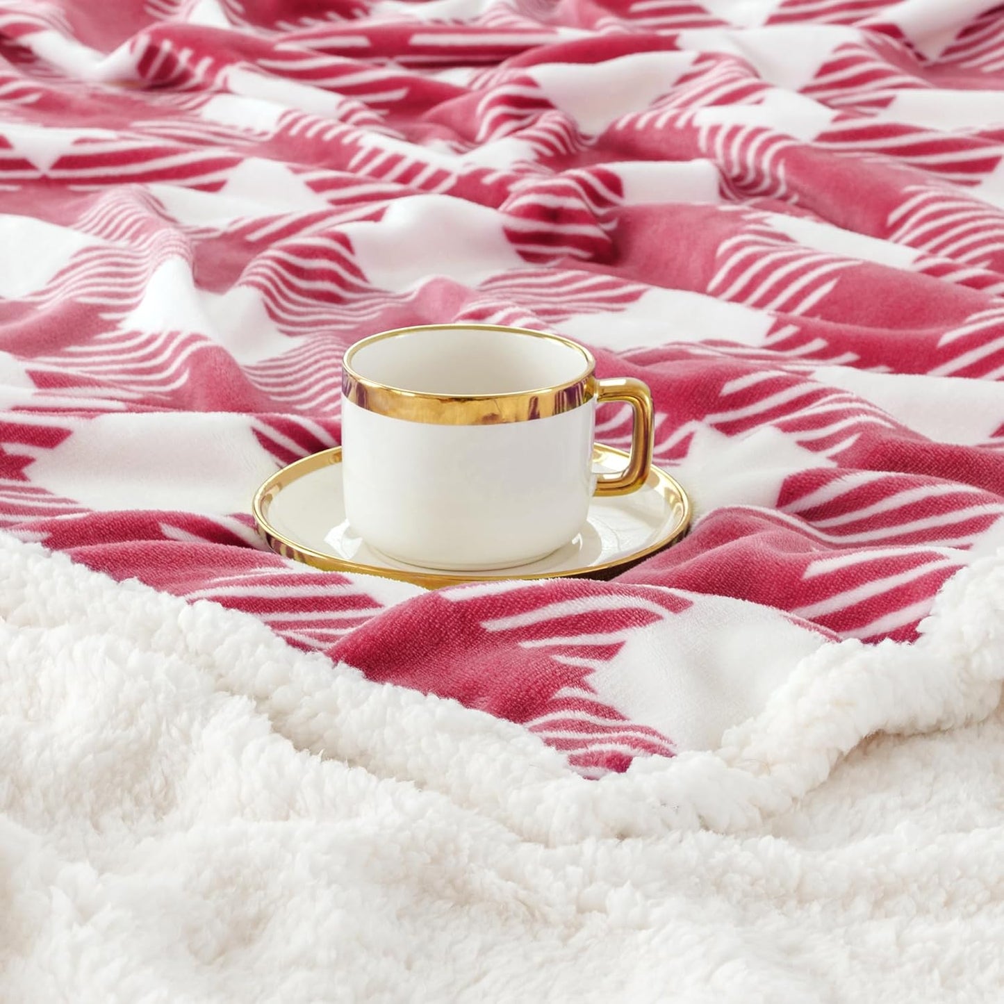 Touchat Sherpa Plaid Twin Blanket 60" X 70", Fuzzy Fluffy Soft Cozy Throw Blanket, Twin Size Plush Fleece Flannel Plush Microfiber Blanket for Couch Bed Sofa (RustRed)