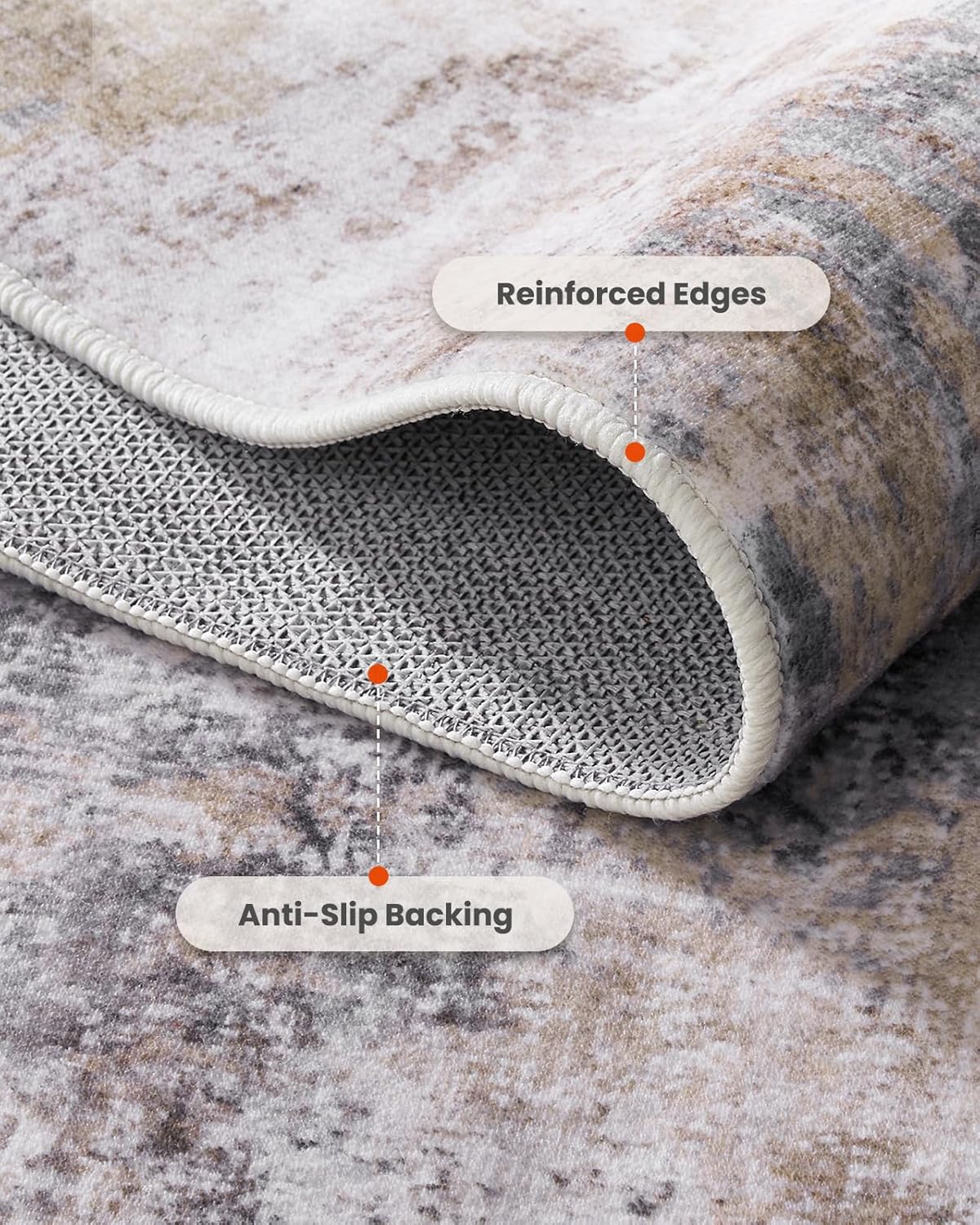 AMADA HOMEFURNISHING Washable Entry Rug, 2x3 Modern Abstract Rug with Short Pile and Non-Slip Backing, Small Rug with Abstract Pattern for Entryway, Kitchen and Living Room, Brown