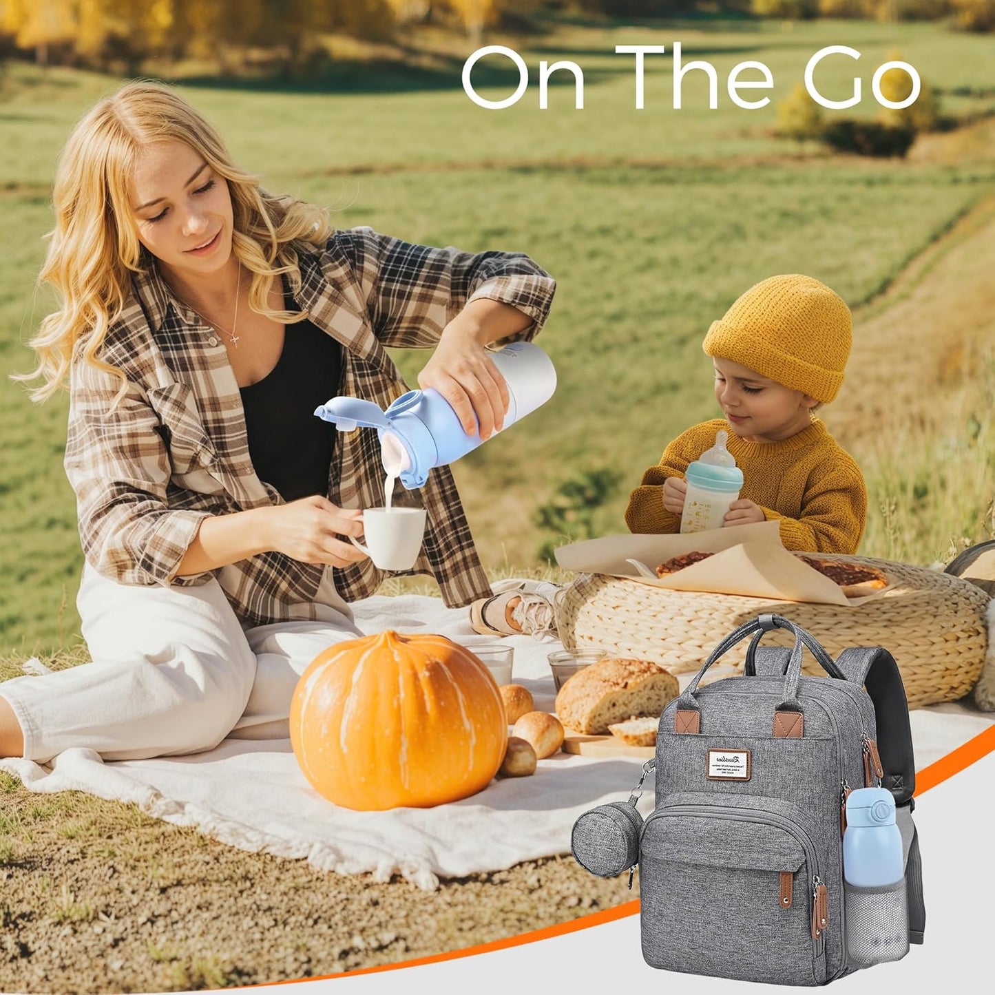 Portable Bottle Warmer for Travel, Dual Heating Modes for Breastmilk & Water, Portable Bottle Milk Warmer with Fast Heating & Long Battery Life, 12 Ounces Large Capacity (Blue)