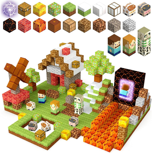 Magnetic Blocks Building Toys Set, Magnetic Building Blocks Kit Magnet Cubes for Boys Girls Ages 3-8, STEM Sensory Construction Toys for Kids Birthday Christmas