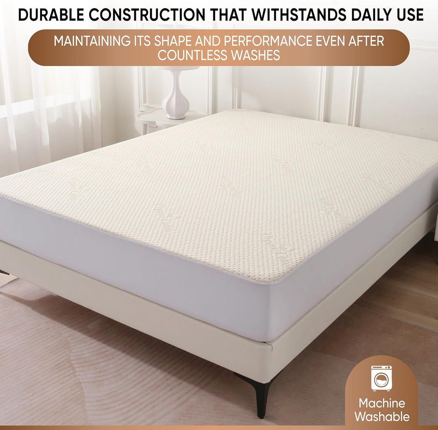 Luxury Waterproof Organic Mattress Protector Calif King - Organic Cotton Breathable Mattress Pad Cover - New 380 GSM Comfort - Deep Pocket - Jersey Cotton Skirt - Fitted Comfort