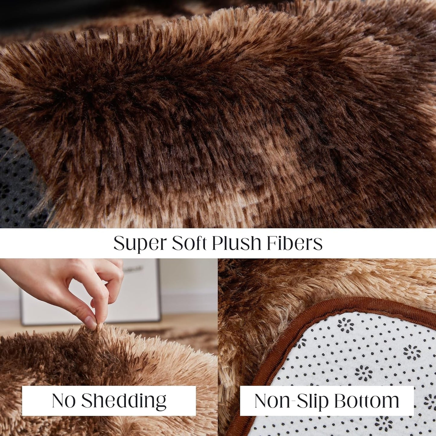 8x10 Area Rugs for Living Room, Ultra Soft Fluffy Rugs for Bedroom, Anti-Skid High Pile Indoor Carpet for Nursery, Kids Room, Playroom, Home Decoration, Tie-Dyed Brown