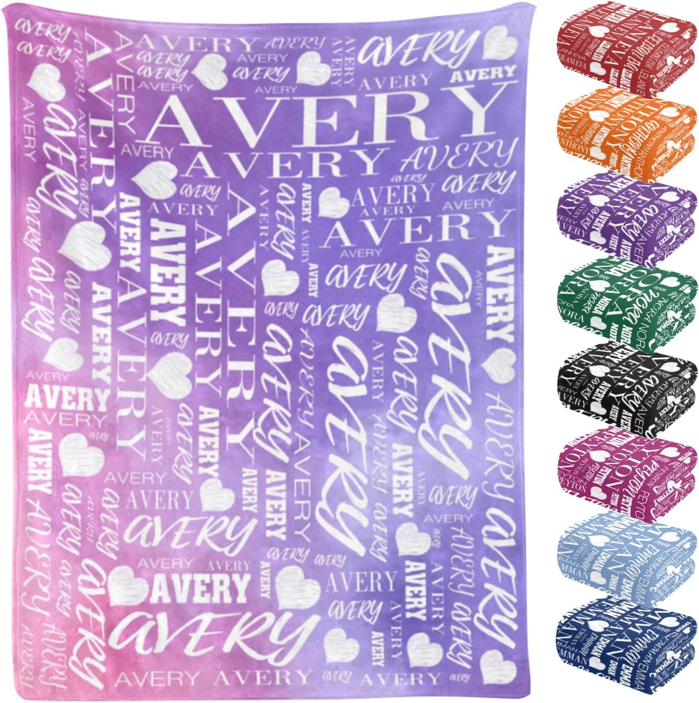 Custom Blankets Personalized Baby Blanket Customized Blanket with Name Text Monogrammed for Adult Kid Birthday