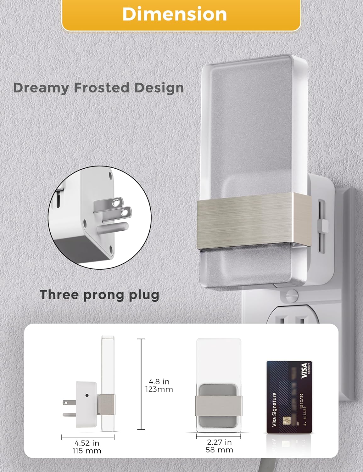 L LOHAS LED Night Light, Amber Night Lights Plug Into Wall, 2 Pack Dusk-to-Dawn Sensor Decorative Night Light, 0-100LM Dimmable Nightlights, Wall Sconce-Style Acrylic Nitelight for Bathroom, Hallway