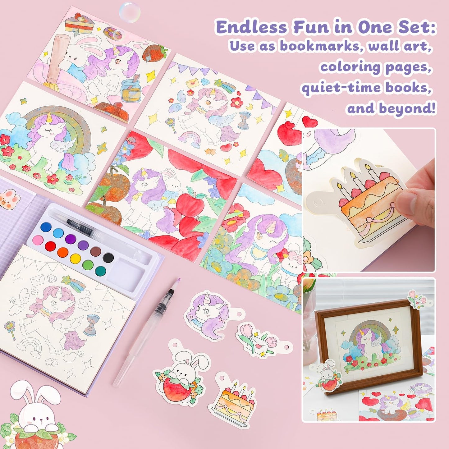 gesboole Paint with Water Coloring Books for Kids Ages 3-5, 4-8 – Cute Coloring Book for Teens,Arts and Crafts for Kids Ages 3 4 5 6 7 8+, Birthday Gift Toys for Girls Boys,Travel Toys -Unicorn