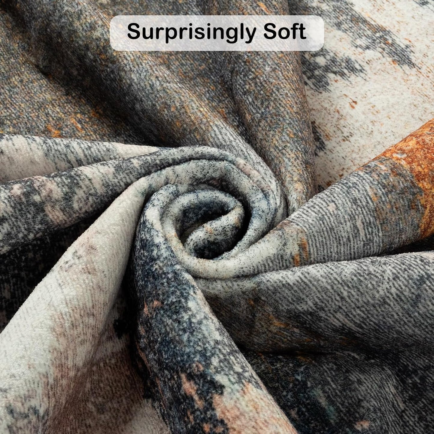 Kelarea Living Room Rug, 8x10 Rug Modern Abstract Washable Rugs Grey Faux Wool Vintage Carpets, Non Slip Rugs for Bedroom, Dining Room, College Dorm, Kids Playroom, Home Office