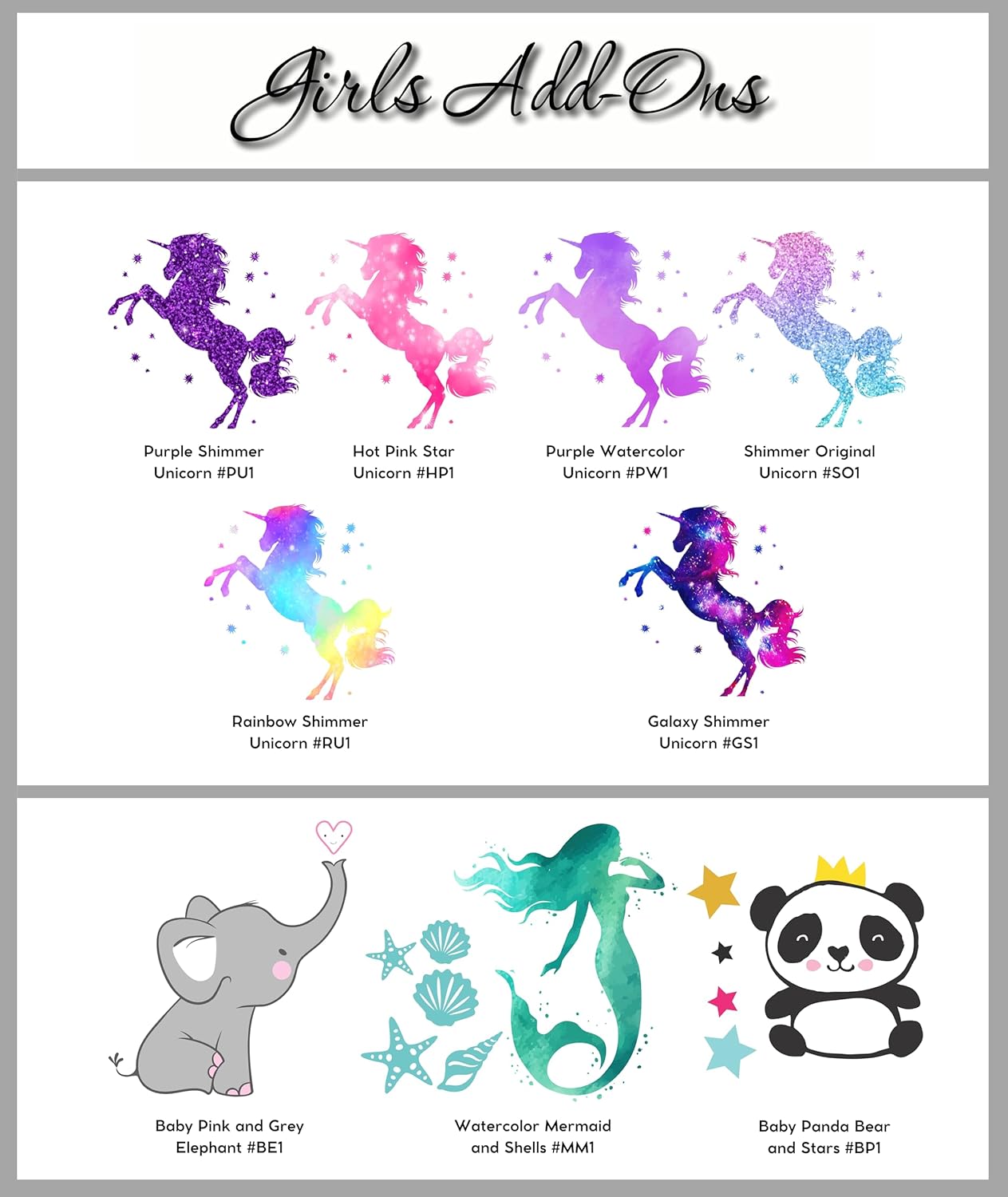 Decor Designs Decals Girls Nursery Baby Grey and Pink Elephant Custom Name Personalized Wall Decal Sticker for Playroom Decor or Baby's Room (Multi-Sizes) (Name, Without Initial)