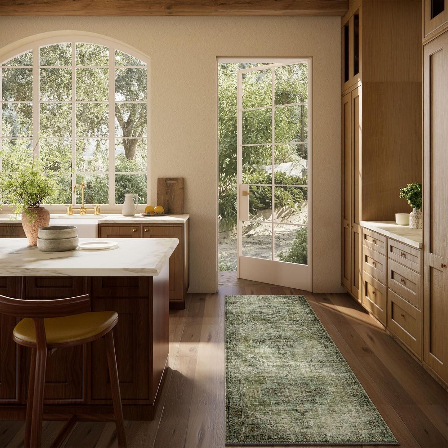 Machine Washable Kitchen Runner Rug: 2'6"x8' Hallway Rug Non Slip Low-Pile Stain Resistant Soft Carpet Runners for Entryway Hallways Kitchen Laundry Room Beside Farmhouse