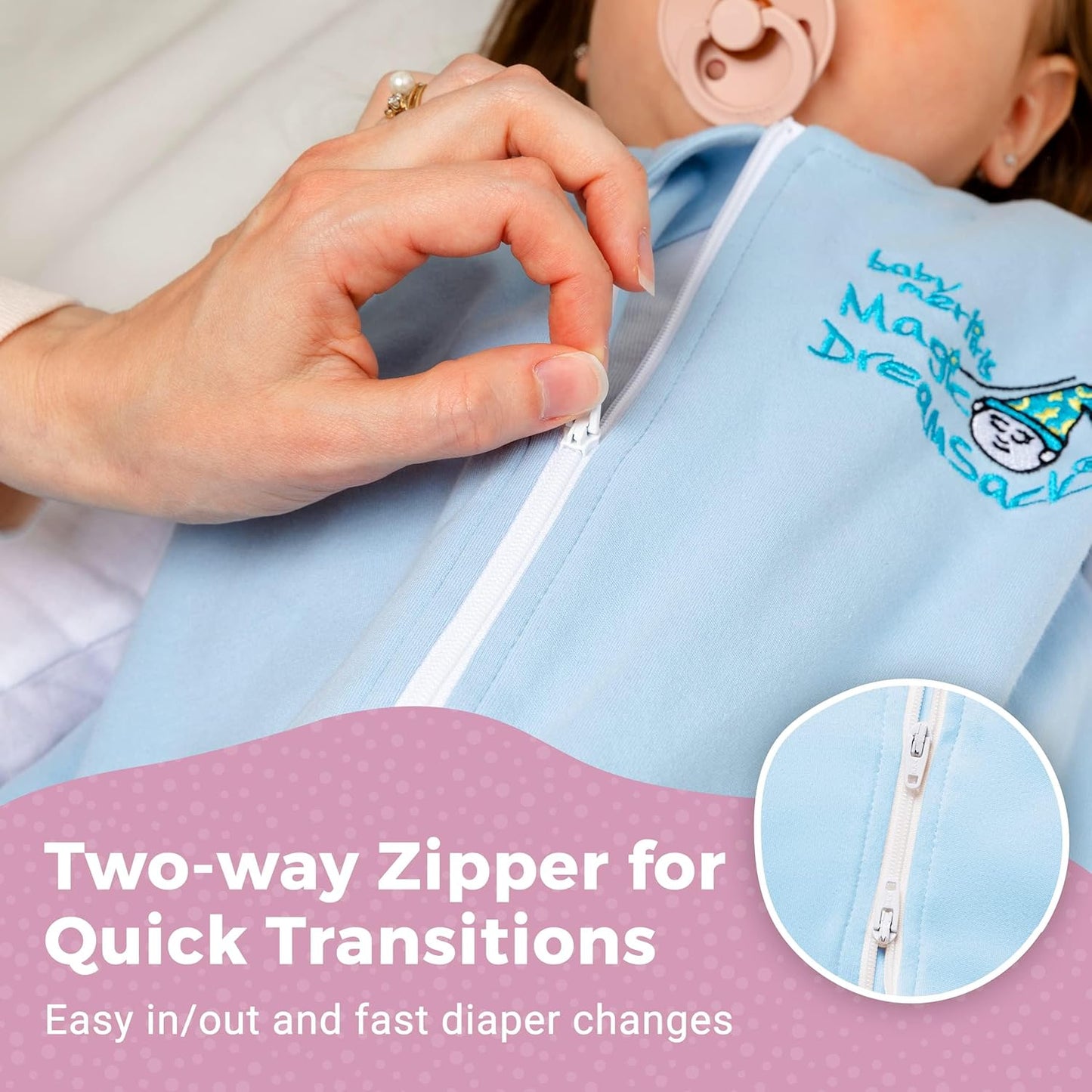 Magic Sleepsuit Baby Merlin's Cotton Baby Swaddle Transition Product - Soft and Cozy Design, Double Zipper for Easy Diaper Changes, Promotes Safe Sleep, 3-6 Months - Cream - Large 18-21lbs