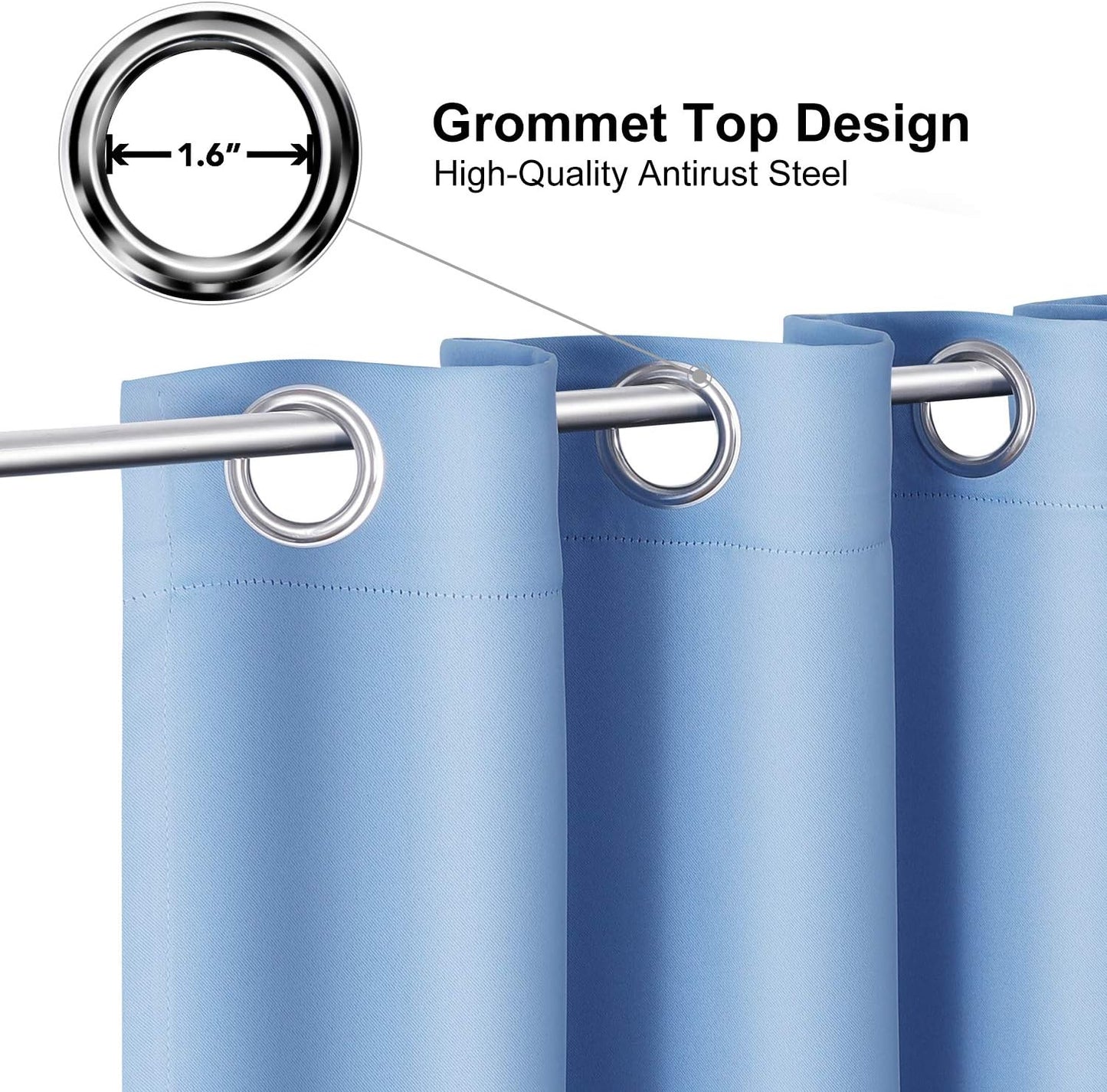 ChrisDowa Grommet Room Darkening Curtains for Bedroom and Living Room - 2 Panels Set Thermal Insulated Blackout Curtains (Sky Blue, 42W x 84L)