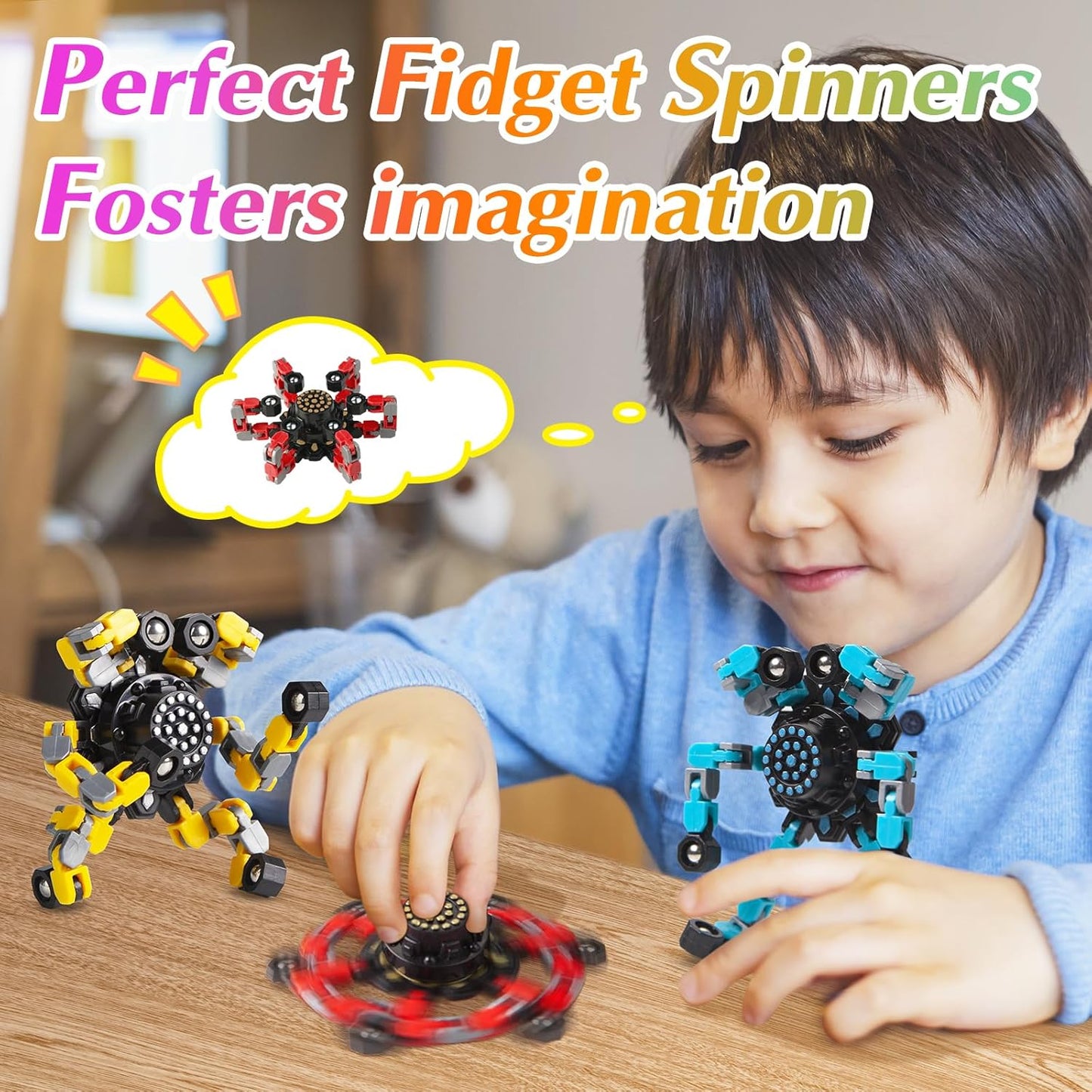 Transformable Fidget Spinners 3 Pcs for Kids and Adults Stress Relief Sensory Toys for Boys and Girls Fingertip Gyros for ADHD Autism for Kids