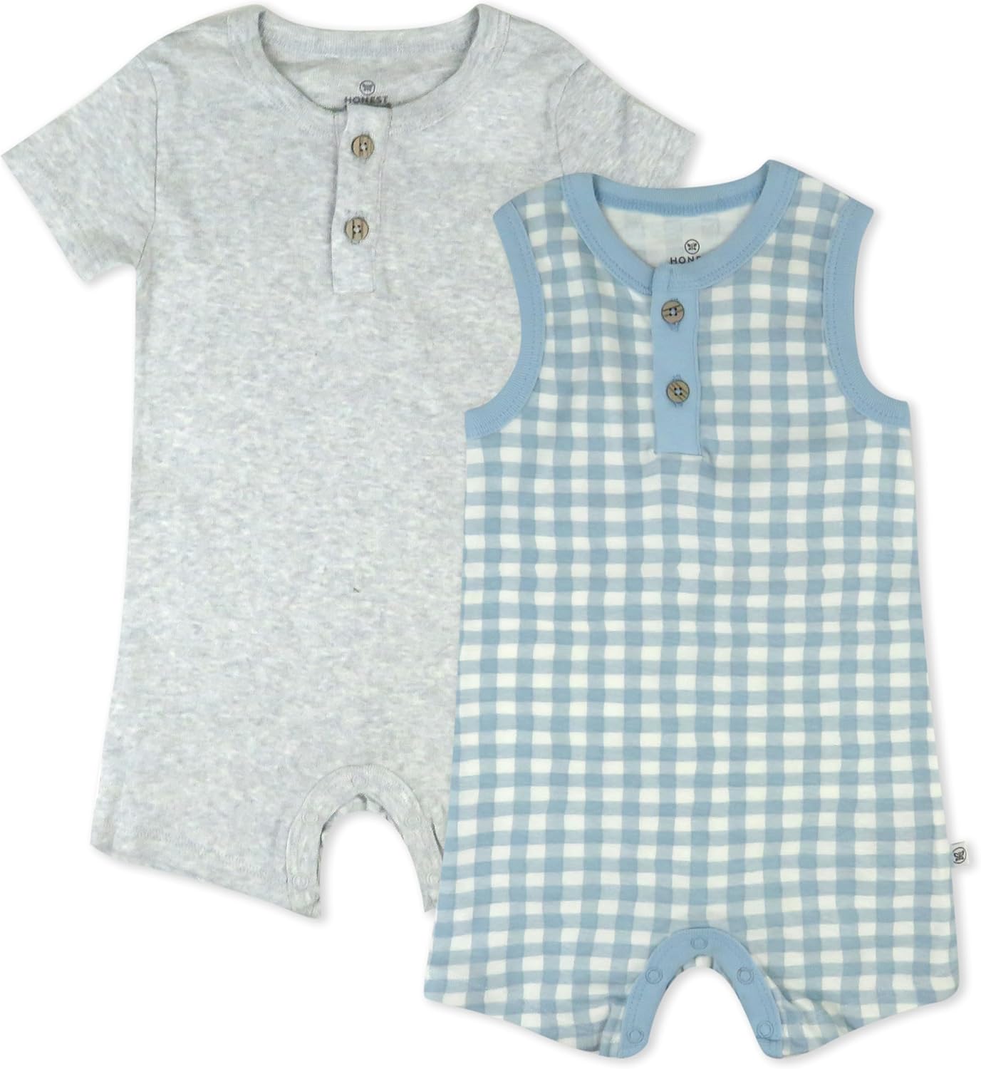 HonestBaby Short Sleeve and Tank Romper 100% Organic Cotton for Infant Baby and Toddler Boys