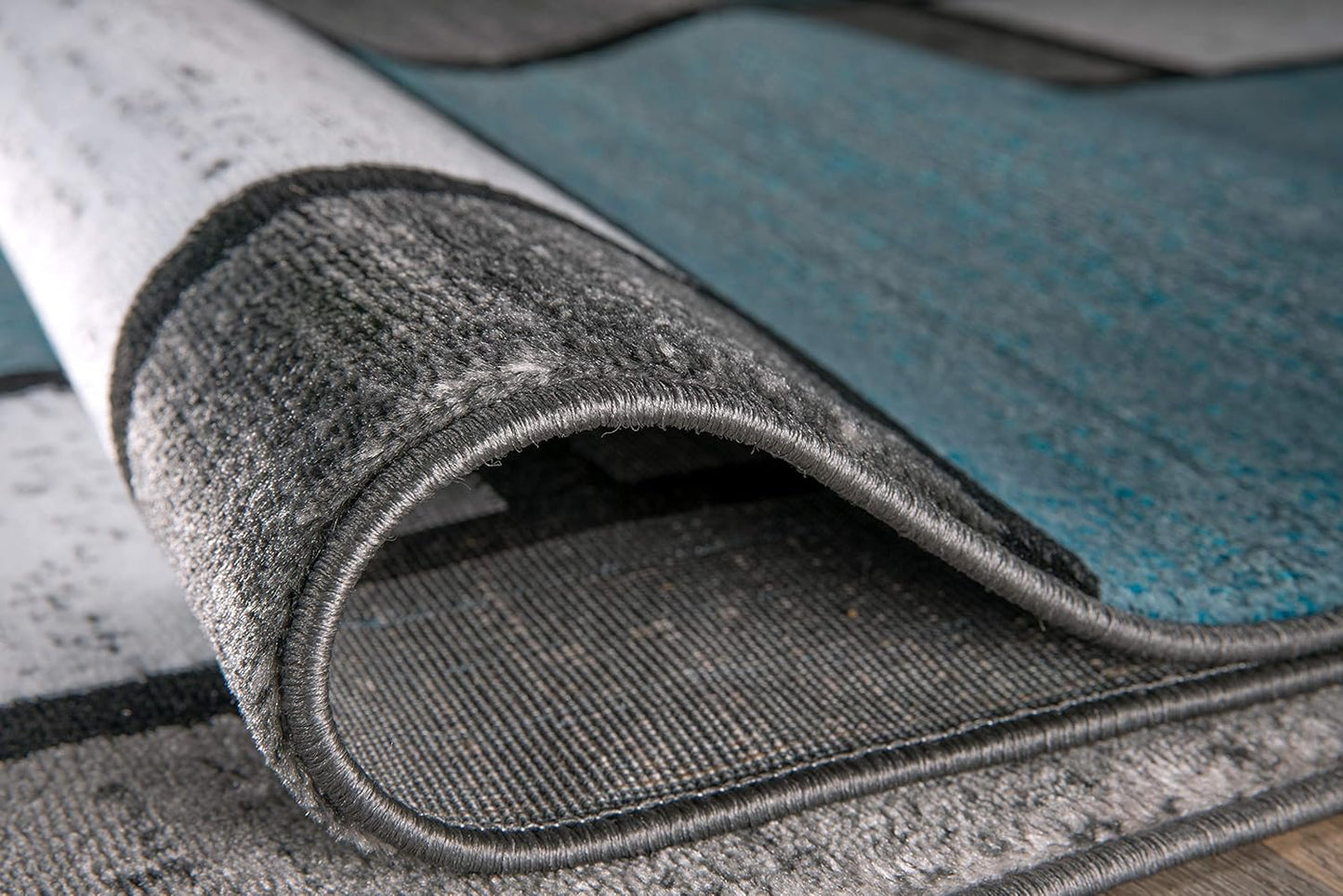 Rugshop Contemporary Modern Boxes for Home Office,Living Room,Bedroom,Kitchen Non Shedding Runner Rug 2' x 7'2" Blue/Gray