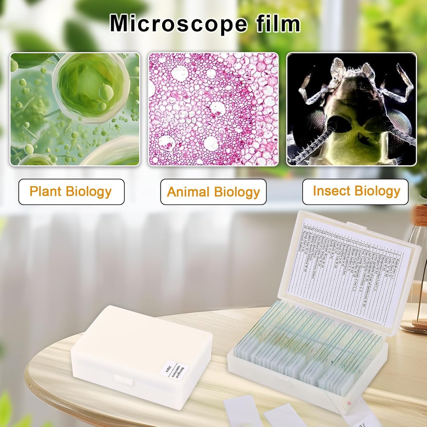 30 Microscope Slides with specimens, Plants, Insects, Animal Cell Samples for use in Biological Science Labs for Children, Students and homeschools