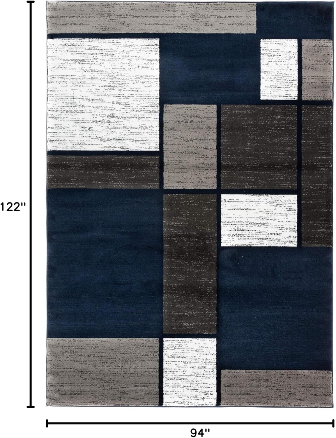 Rugshop Contemporary Modern Boxes Area Rug 7' 10" x 10' 2" Navy