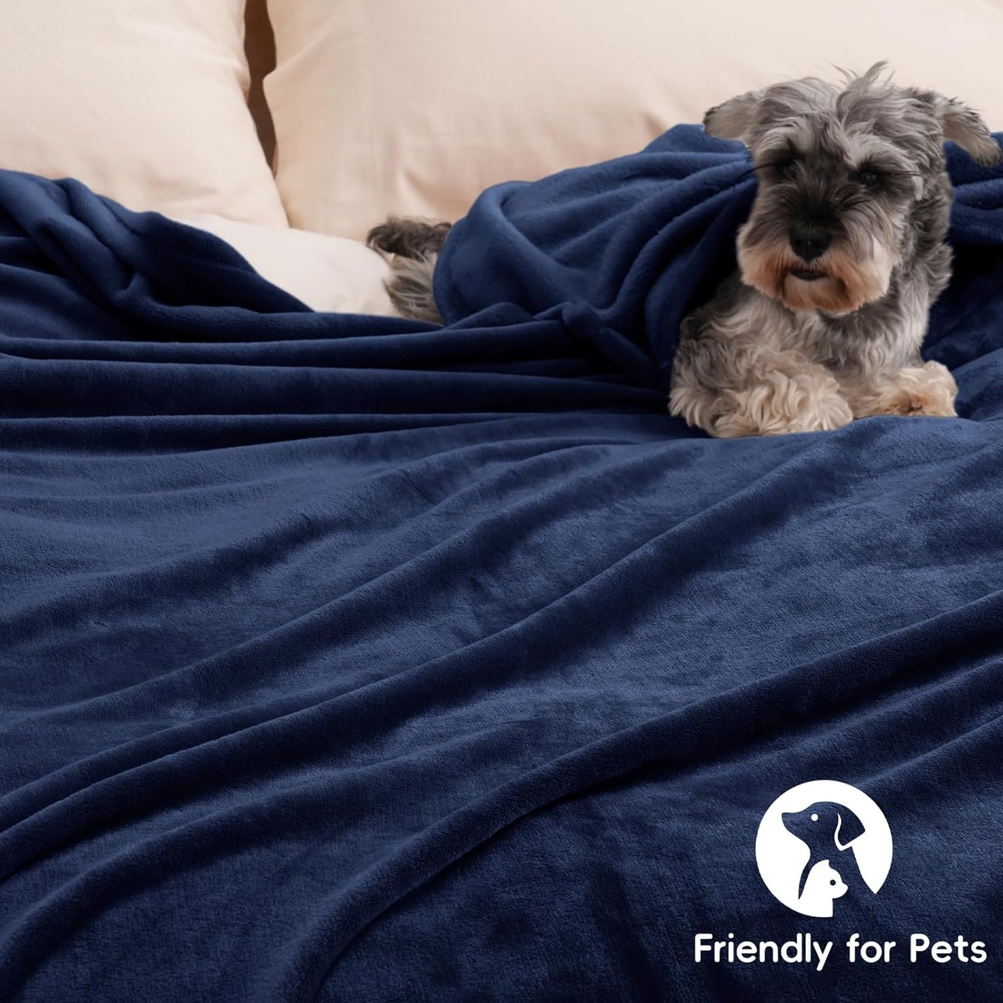 PHF Ultra Soft Fleece Blanket Twin Size, No Shed No Pilling Luxury Plush Cozy 300GSM Lightweight Blanket for Bed, Couch, Chair, Sofa Suitable for All Season, 66" x 90", Navy Blue