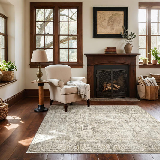 Machine Washable Throw Rugs for Entryway: Door Mat Indoor Entrance 4x6 Small Rug Stain Resistant Non-Slip Low Pile Soft Carpet for Kitchen Front Door Indoor Entry Bathroom Bedroom