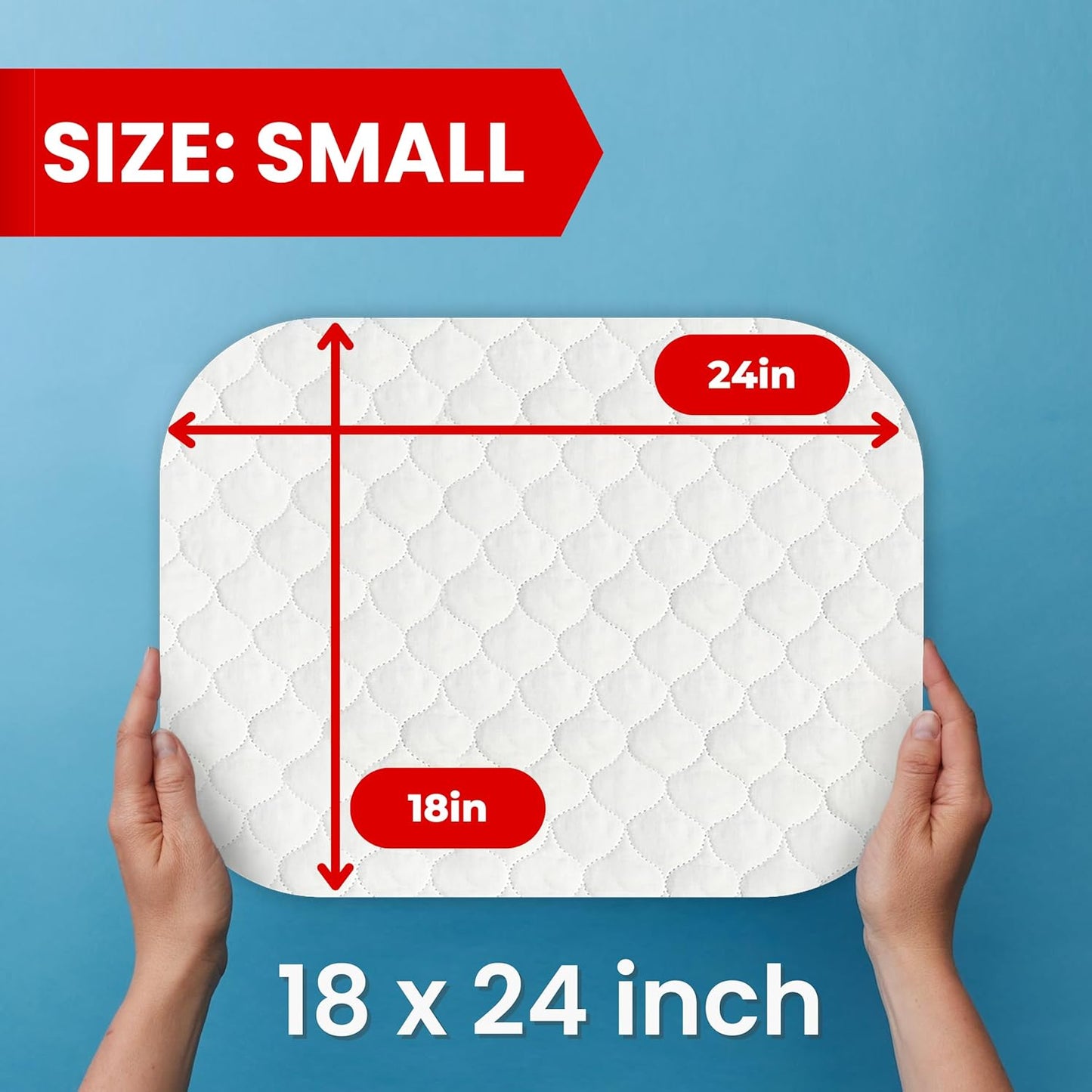 RMS Ultra Soft 4-Layer Washable and Reusable Incontinence Bed Pad - Waterproof Bed Pads, 18"X24" (3 Pack)