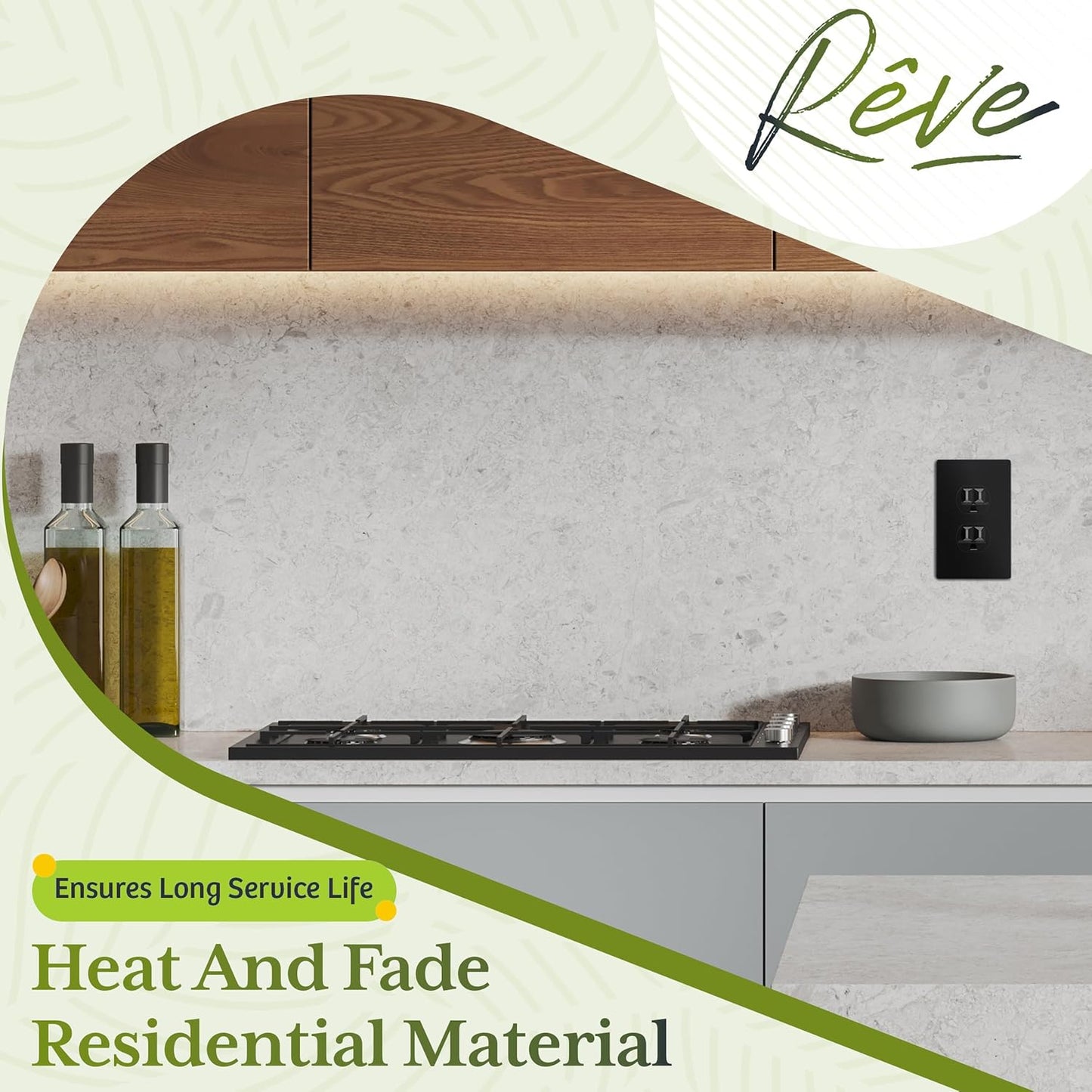 TG Screwless Duplex Wall Plate, Child Safe Receptacle Outlet Cover, Standard Size, 1-Gang 4.68" x 2.93", Unbreakable Polycarbonate Thermoplastic, UL Listed, SP-S1-BK, Glossy, Black