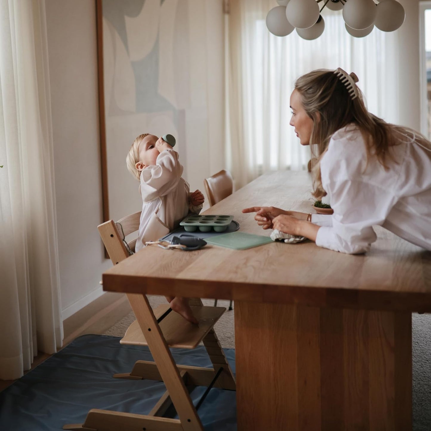 mushie Silicone Baby Starter Training Cup | 6 Months+ (Cambridge Blue)