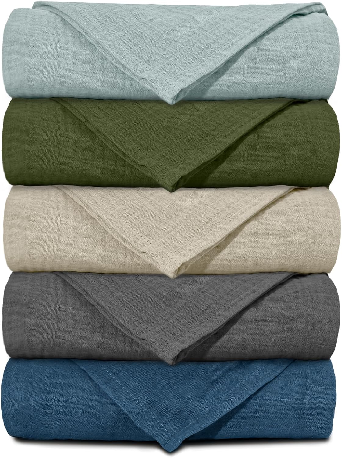 Muslin Receiving Blankets, Neutral Blanket Swaddling for Newborn Boys and Girls, 5 Pack Breathable and Skin-Friendly Swaddle Wrap for Infant Baby (Graceful Colors)
