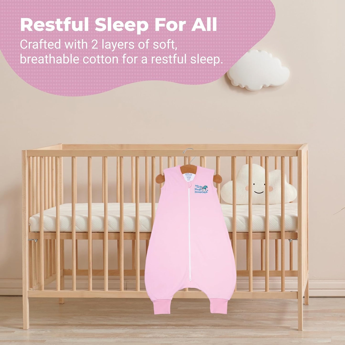 Magic Sleepsuit Baby Merlin's Cotton Baby Swaddle Transition Product - Soft and Cozy Design, Double Zipper for Easy Diaper Changes, Promotes Safe Sleep, 3-6 Months - Navy Blue - Large 18-21lbs