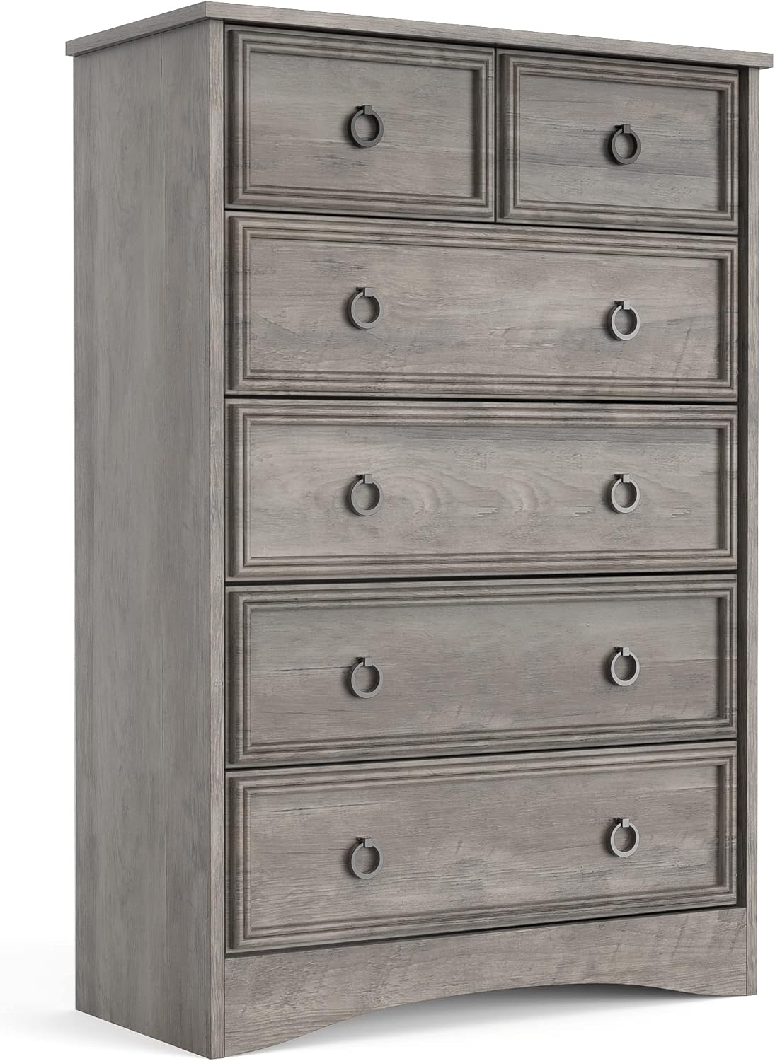 LGHM Modern 6 Drawer Dresser, Dressers for Bedroom, 44.33" Tall Chest of Drawers Closet Organizers & Storage Clothes - Easy Pull Handle, Textured Borders Living Room, Hallway, Gray