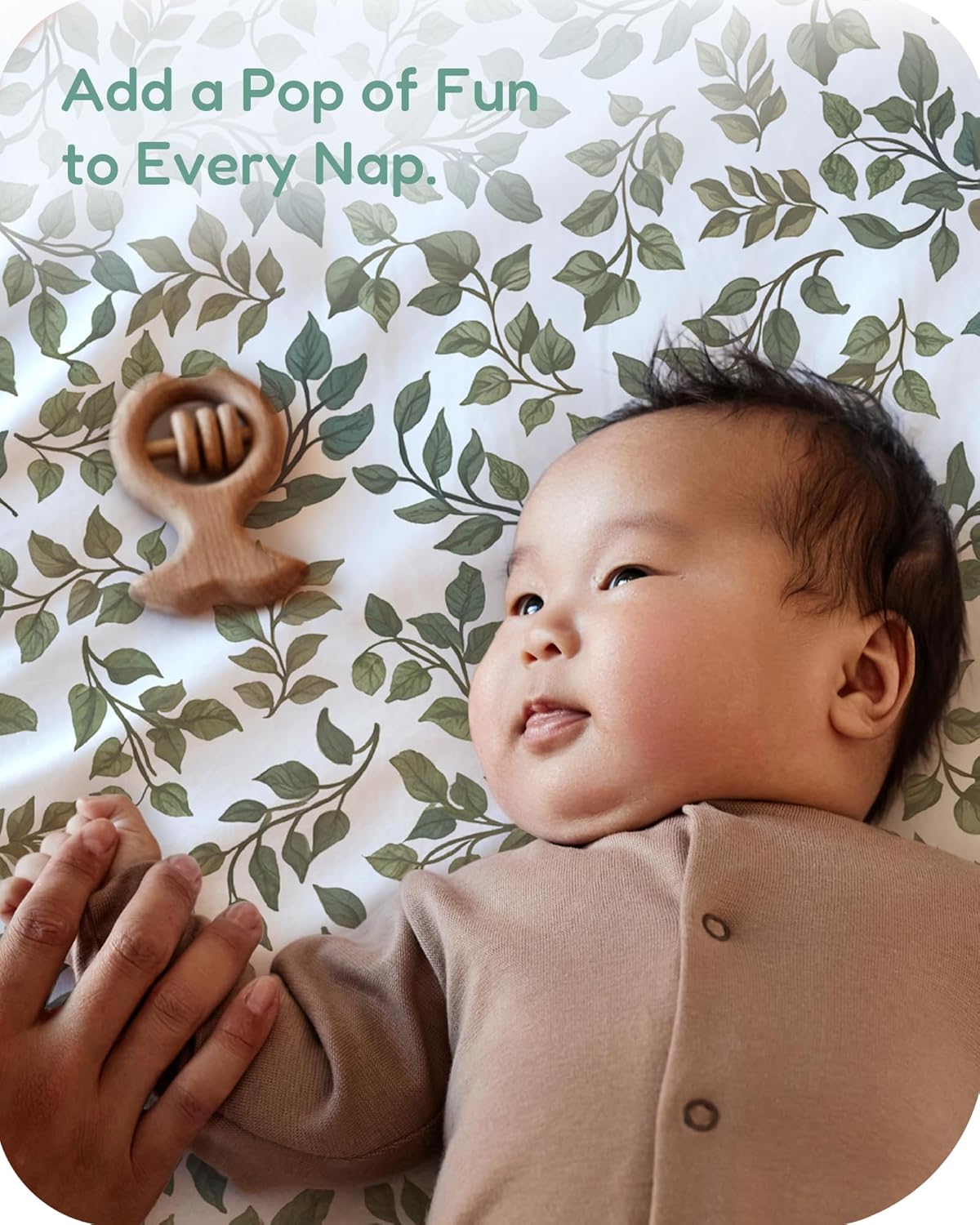 Pack and Play Sheets Fitted, Green+Leaf, Ultra Soft and Durable, Hypoallergenic, 2 Pack for Baby Boys and Girls