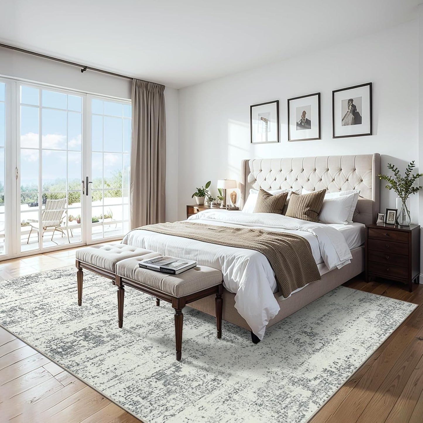 8x10 Area Rugs for Living Room - Washable Rug Modern Abstract Soft Large Neutral Non-Slip Carpet Indoor Floor Stain Resistant Thin Carpets for Bedroom Dining Room Farmhouse Nursery Home Office Grey