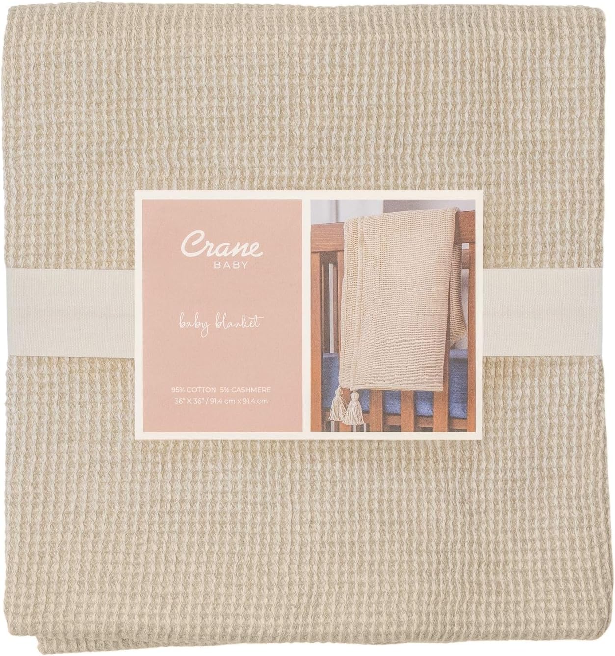 Crane Baby Hazelwood Luxe Blanket, Soft Cotton Nursery and Stroller Blanket, Cotton and Cashmere, 36" x 36"
