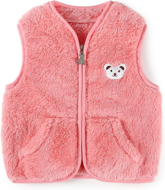 Baby Boys Girls Fleece Vest Zip Up Cute Bear Jackets Fuzzy Fall Winter Warm Clothes Newborn Outwear for Toddler Infant