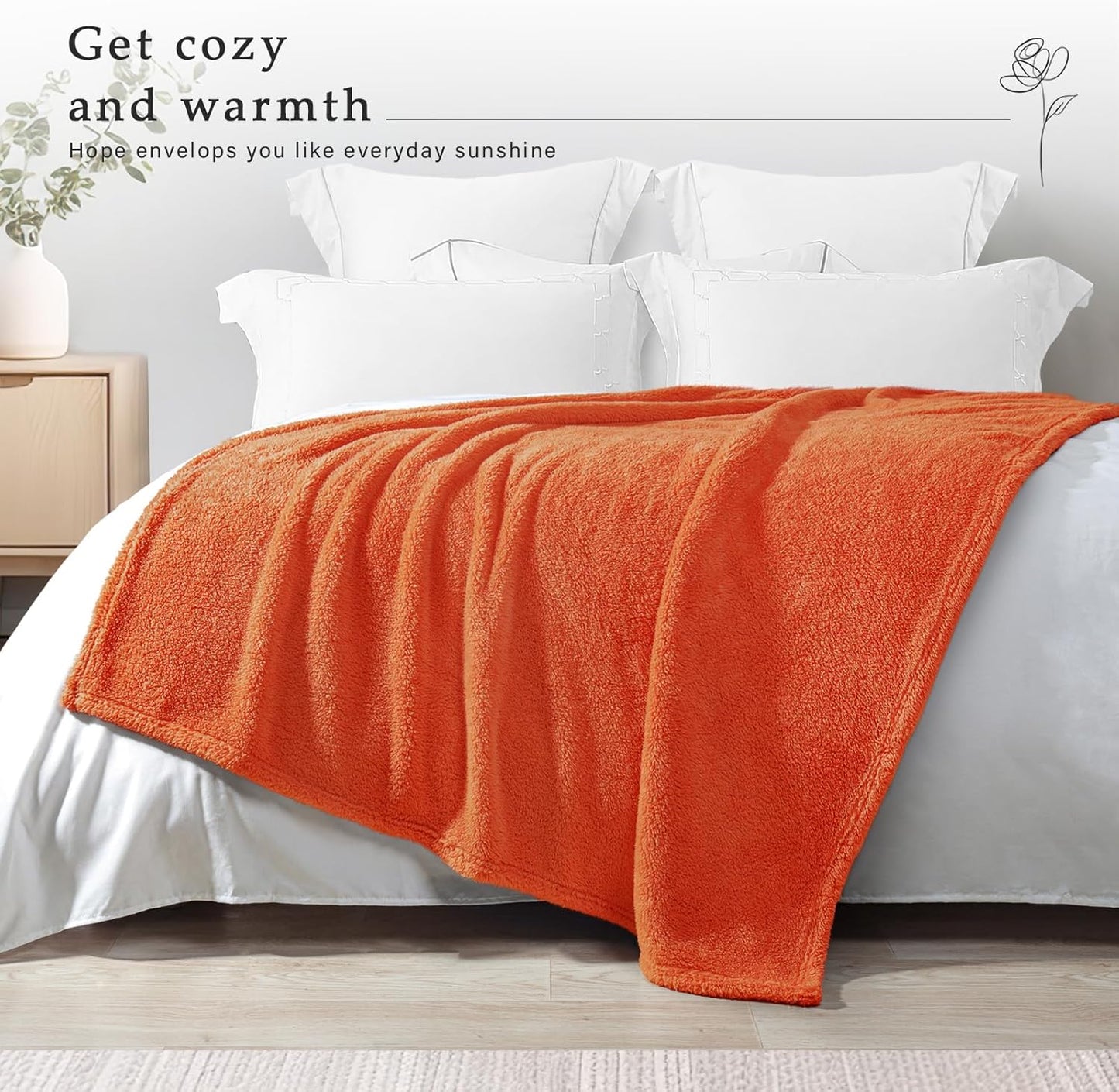 Exclusivo Mezcla Soft Fleece Throw Blanket for Couch, Super Soft Velvet Plush Bed Blanket, Fuzzy Cozy and Warm for All Seasons, 50x60 Inches, Burnt Orange