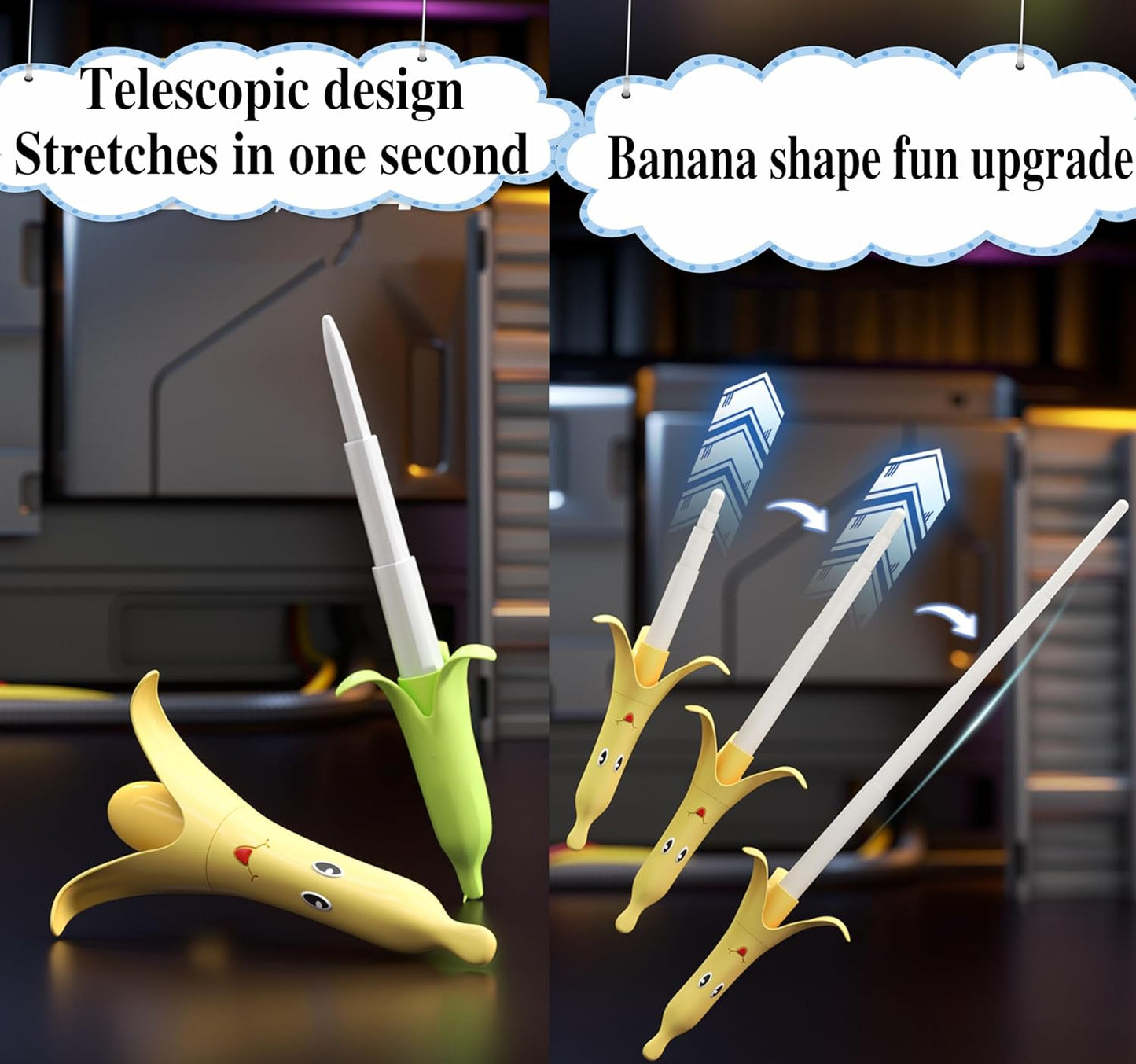 3D Printed Retractable Samurai Sword Fidget Toy Model for Decompression and Creative Play - Unique Plastic EDC Gift Small Banana Sword Yellow