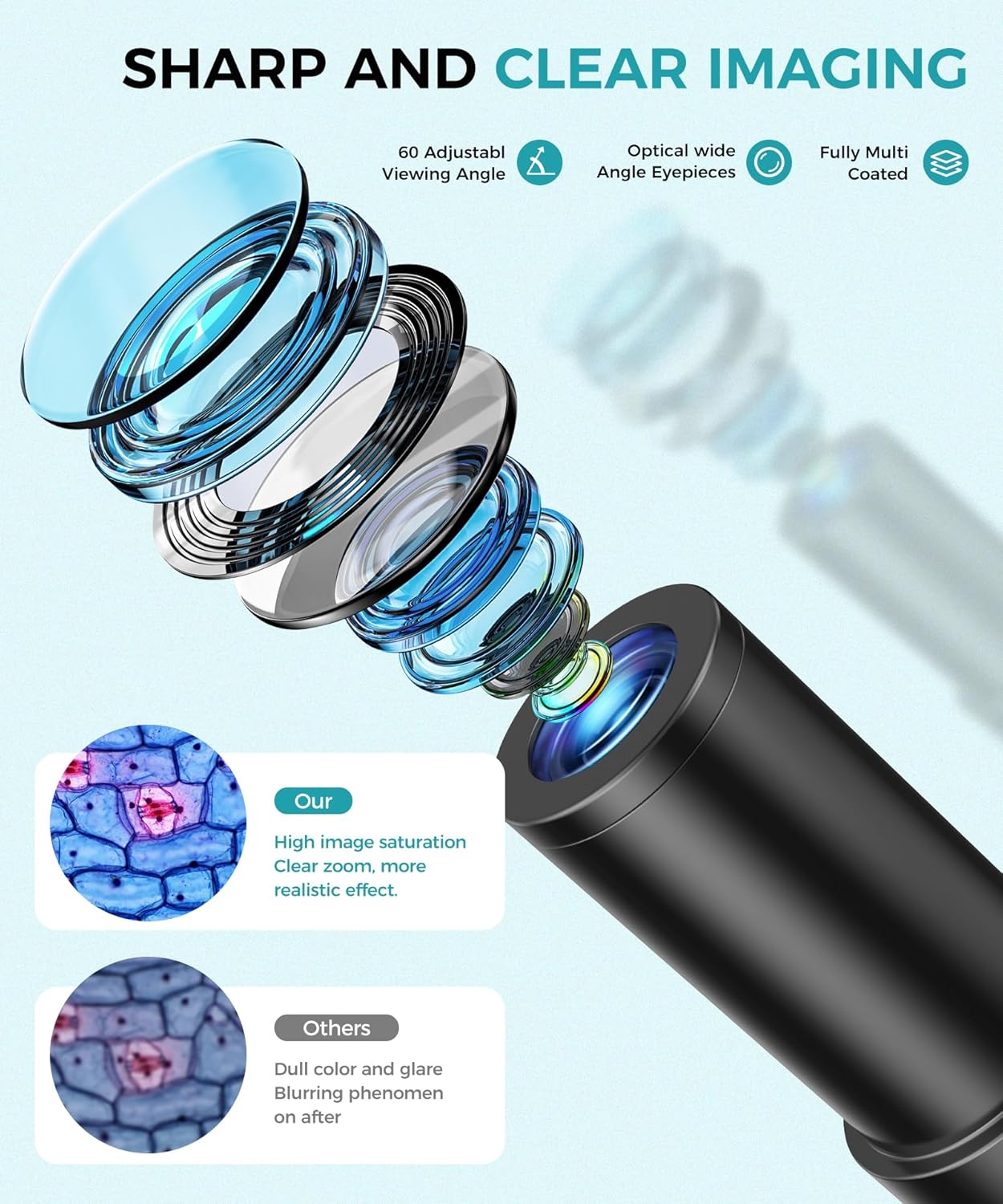 Professional Compound Microscopes for Adults, Kids 8-12 & Students | 2000X Magnification Lab & Home Microscope with Phone Adapter, Complete Slides Set (Gray White)