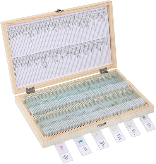 140-Pcs Microscope Slides with Specimens,Pre-Made Glass Slides with Specimens,Educational Microscope Slides and Covers for Young Scientists,Perfect for Biology Class and Experiments