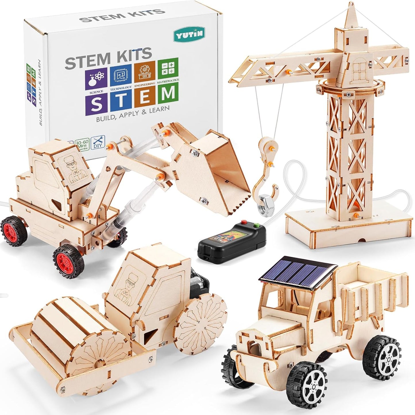 STEM Kits for Kids Ages 8-10 10-12, Wood Building Crafts Kit for Boys 8-12, Model Car Kit, 3D Wooden Puzzles Woodworking Science Projects, Construction Engineering STEM Toys for 8 10 13 12 14 Year Old
