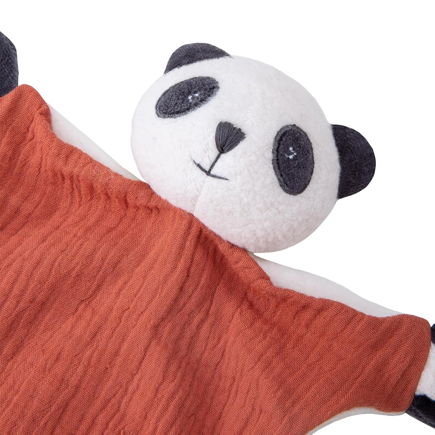 Organic Cotton Stuffed Animal Rattle Baby Toys, Organic Panda Cuddle Cloth & Organic Panda Activity Ring Plush Toy Set for Newborns Infant Boys Girls, 2 PCS