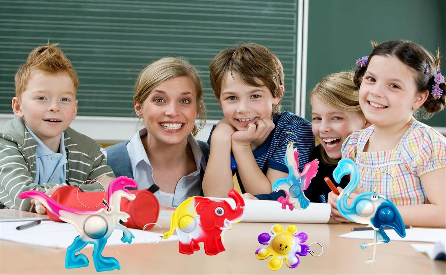 40 Packs Variety Animal Christmas Classroom Students Bulk Rainbow Bubbel Fidgets Gifts from Teach, Mini Pop Holiday Rewards Party Favors for Kids Adult