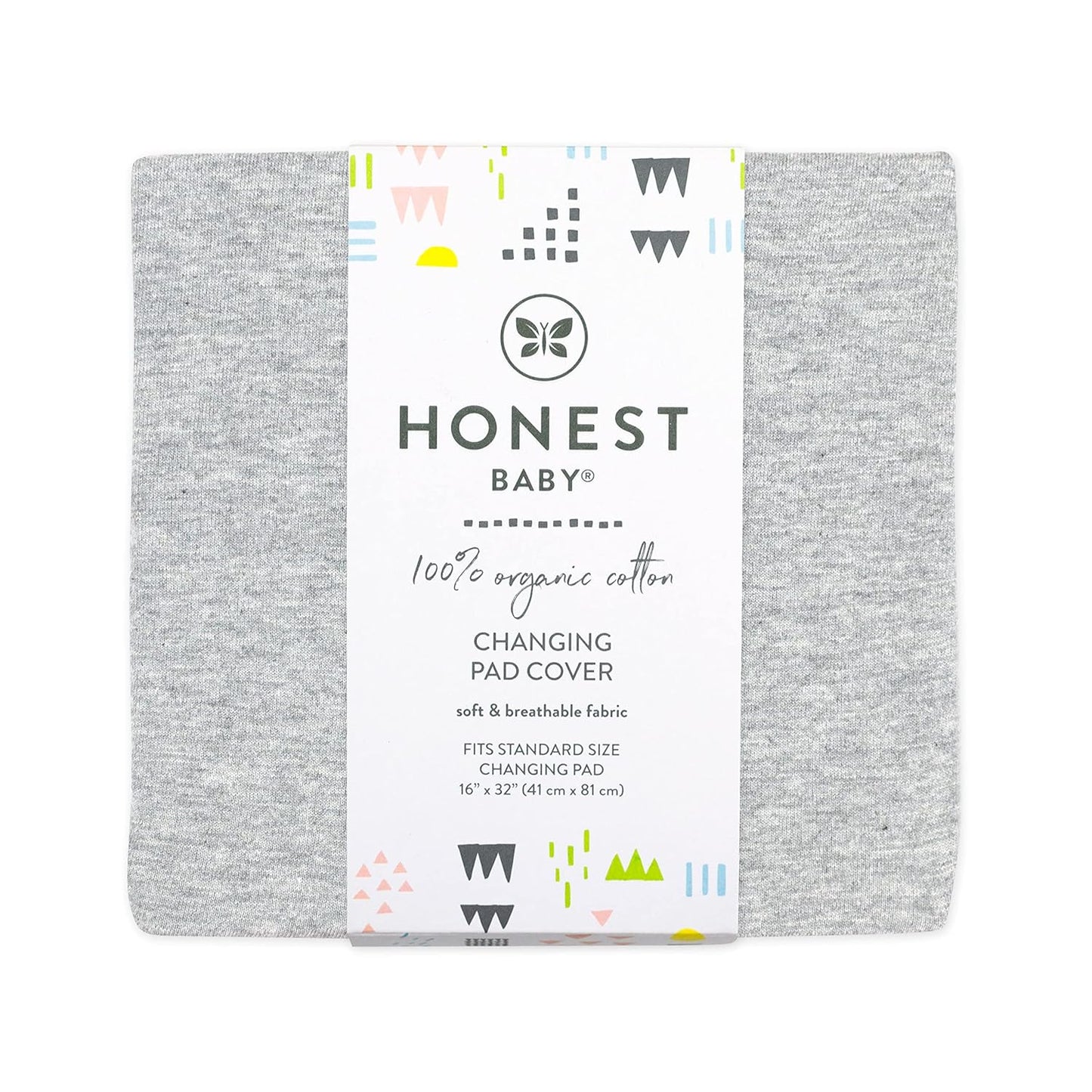 HonestBaby Girls Organic Cotton Changing Pad Cover, Light Gray Heather, One Size