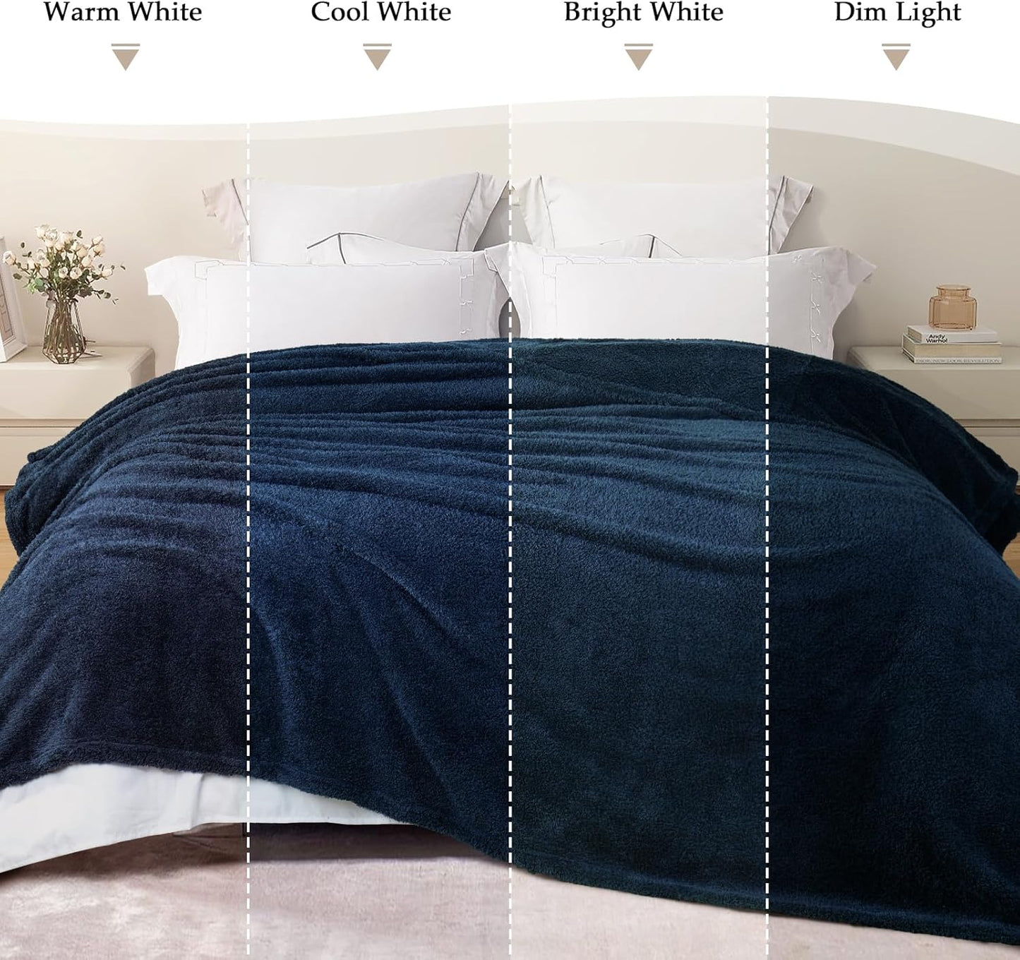 Exclusivo Mezcla Fleece Blanket for Couch, Soft and Cozy King Blankets for Women Men Girls Kids, Suitable for All Seasons, Navy Blue, 90x104 Inches