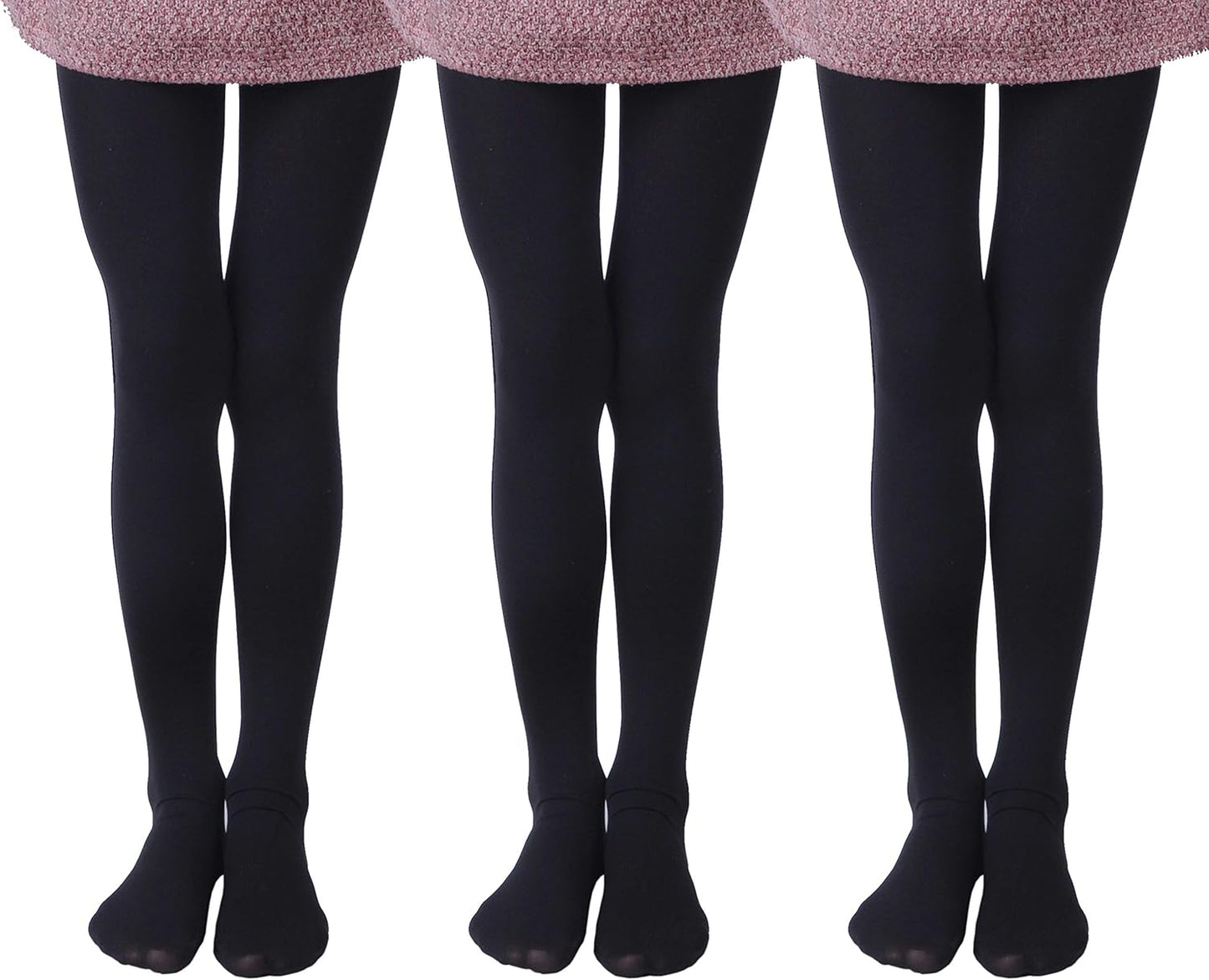 EVERSWE 3 Pairs Pack Girls Microfiber Tights Multiple Colors