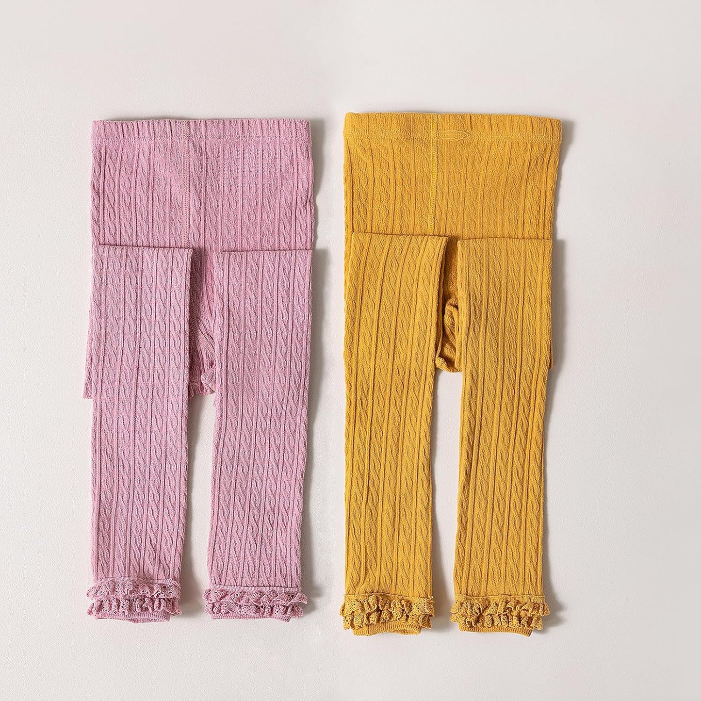 Girls Leggings for Little Girls, 2 Pack Toddler Girl Pants Leggings for Baby Tights Knitted Multi-Colors 2-9 Years