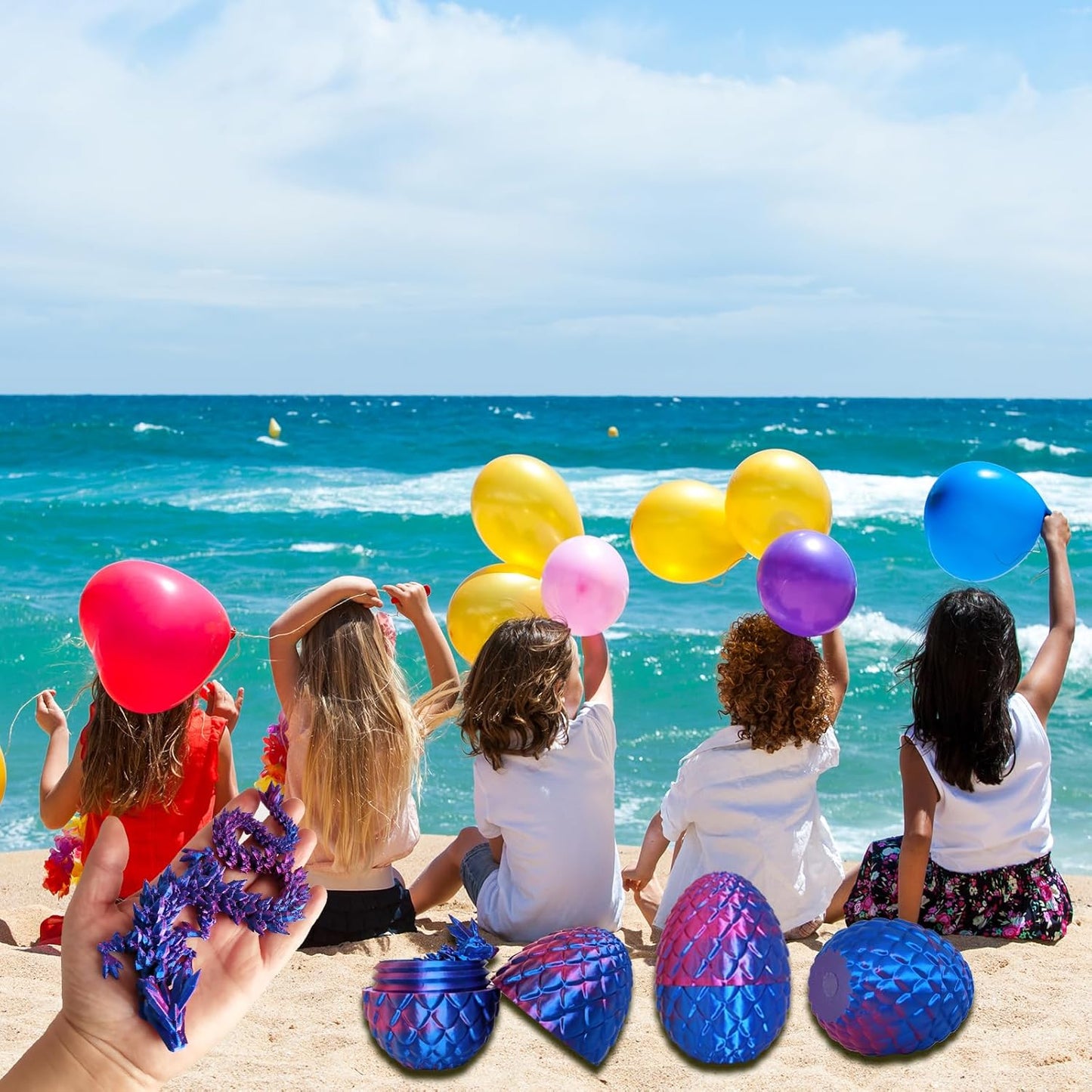 Dragon Egg,Dragon Egg Fidget Surprise Toy with 3D Printed Dragon, Dragon Eggs with Dragon Inside Fidget Toy, 12" Dragon and Dragon Egg Toy Gifts for Autism and ADHD. (Laser Purple)